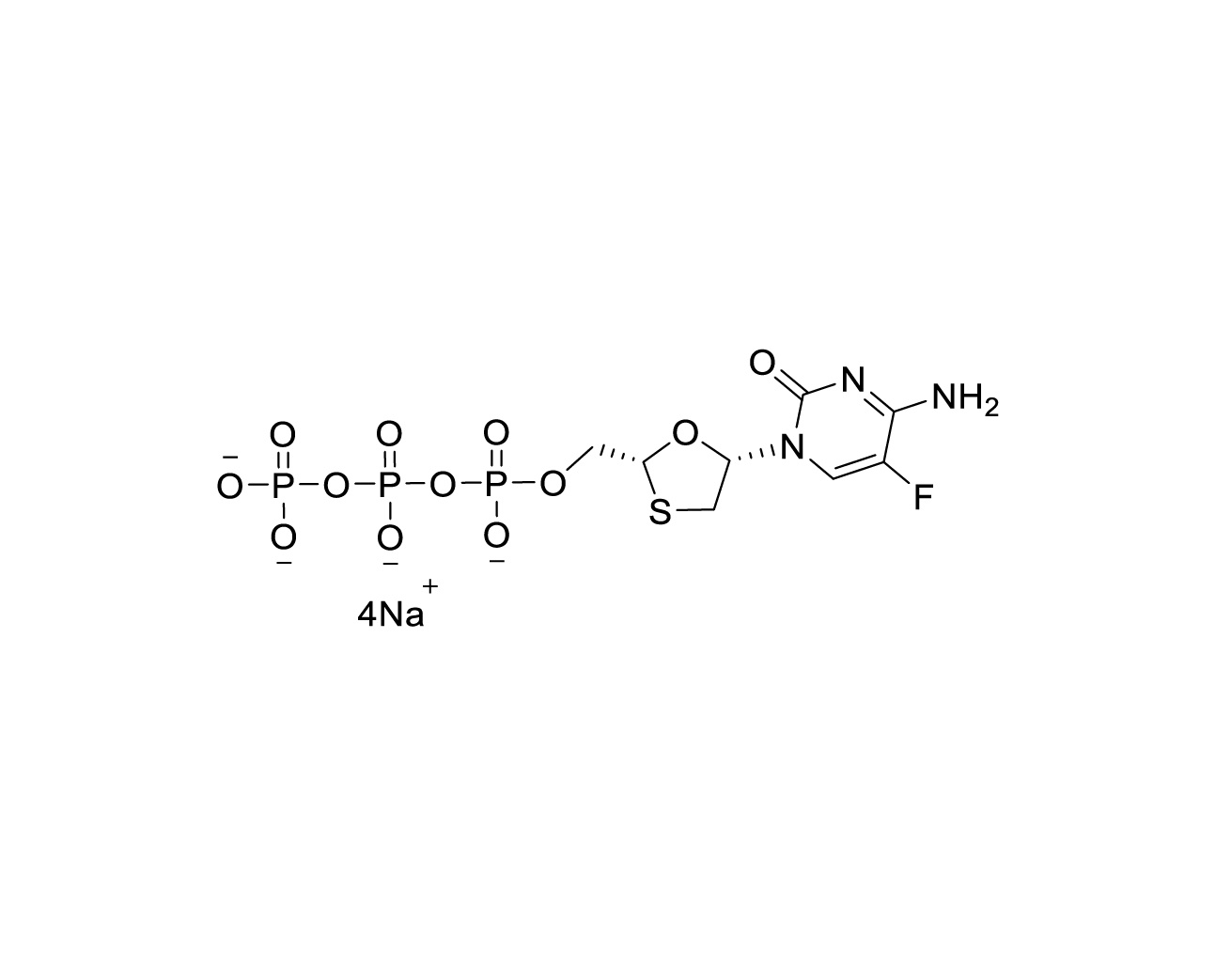 Structure of (-)-emtricitabine triphosphate tetrasodium salt