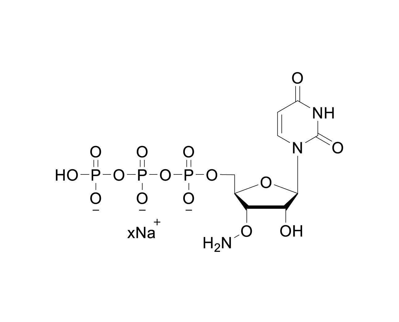 Structure of 3'-O-amino-UTP sodium salt
