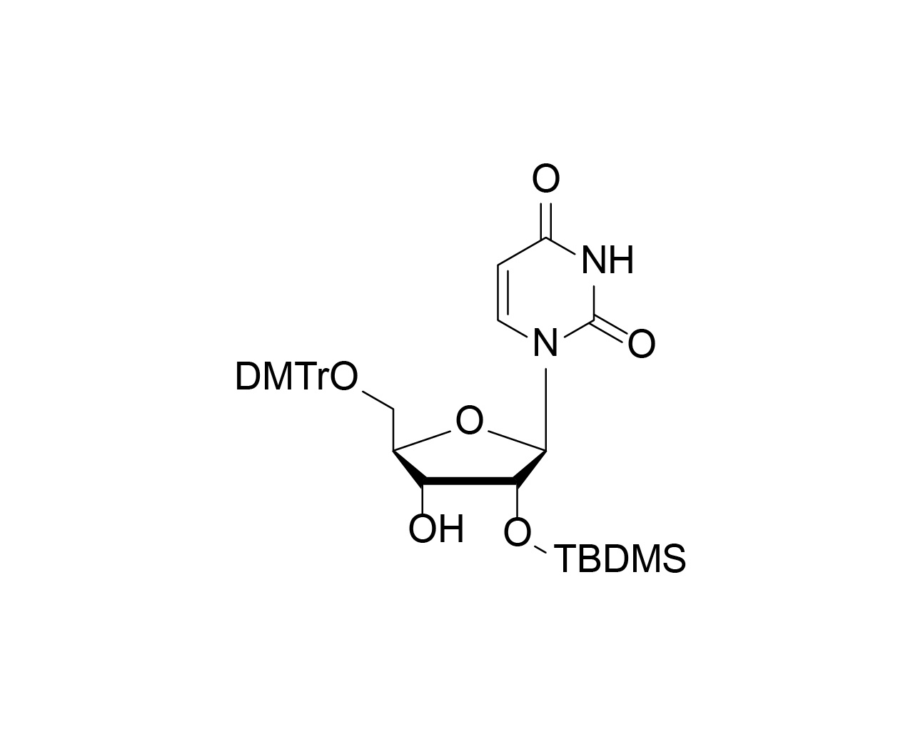 Structure of 5'-O-DMTr-2'-O-TBDMS uridine
