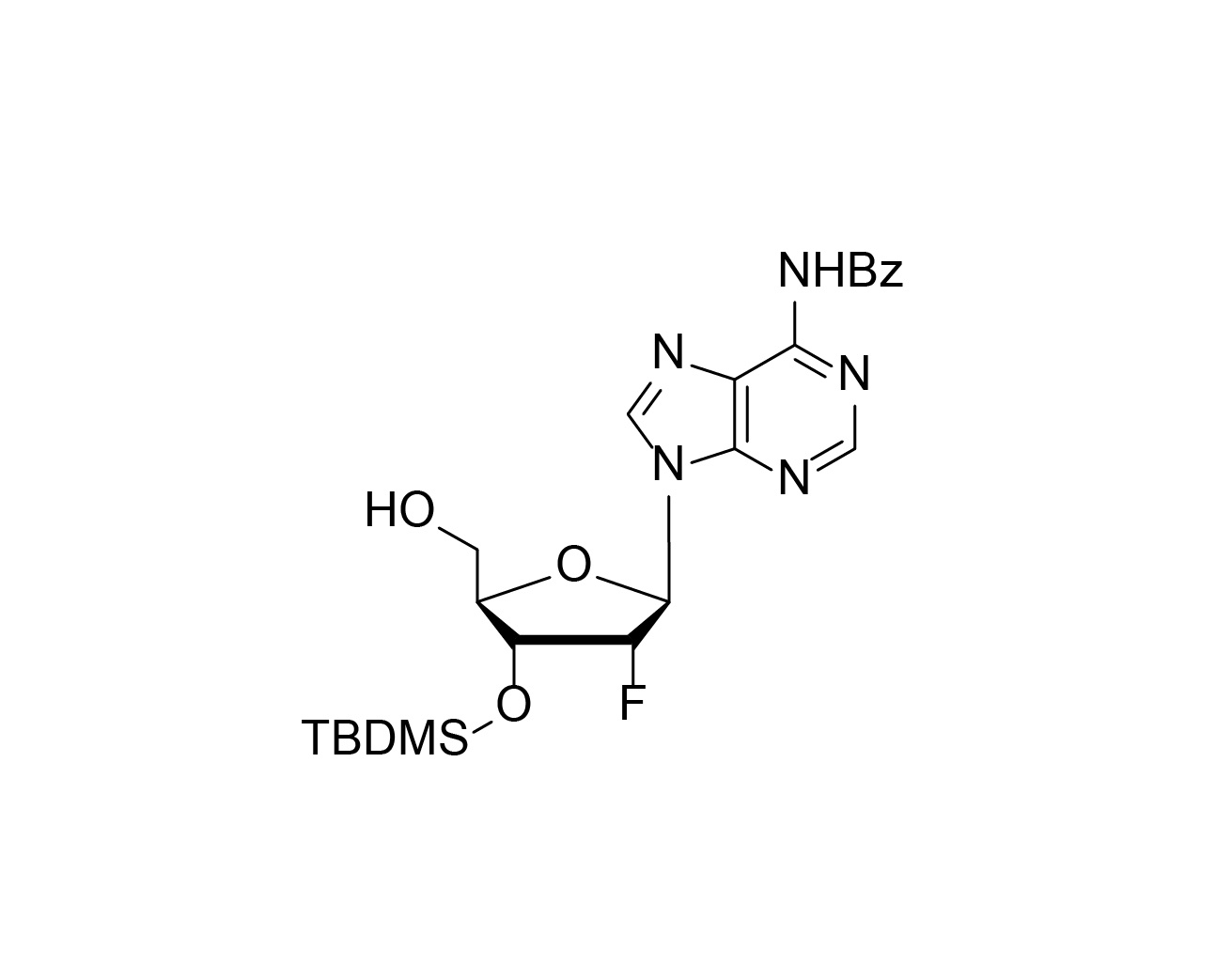 Structure of N6-benzoyl-3'-O-TBDMS-2'-fluoro-2'-deoxyadenosine