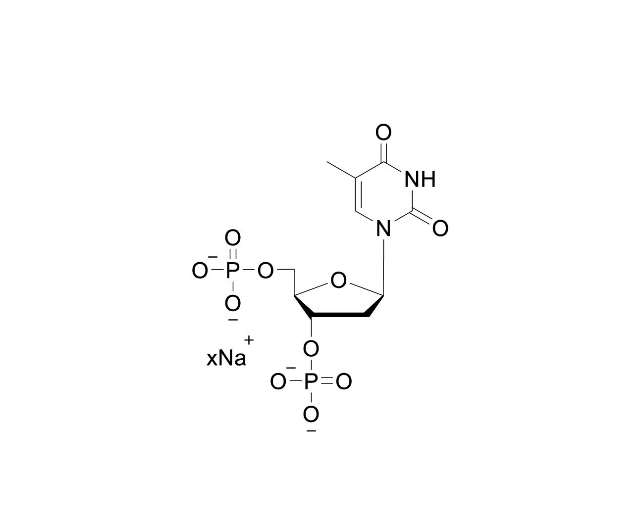 Chemical structure of thymidine-3',5'-diphosphate sodium salt