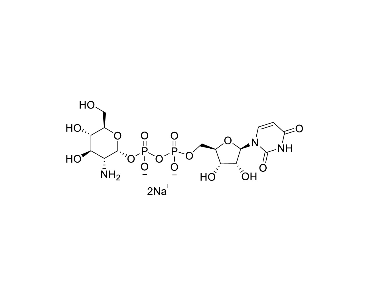 Chemical structure of UDP-glucosamine disodium salt