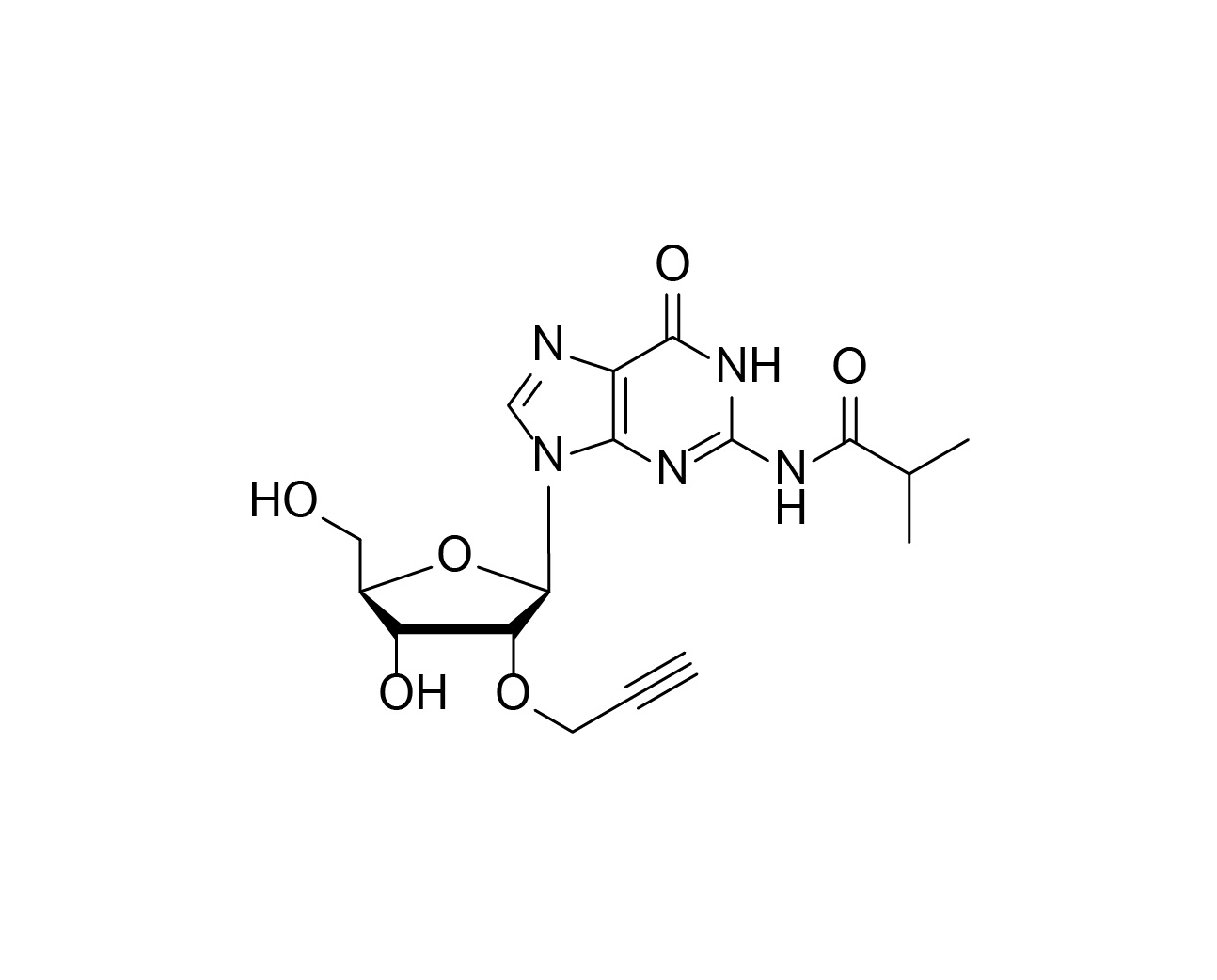 Structure of N2-isobutyryl-2'-O-propargylguanosine