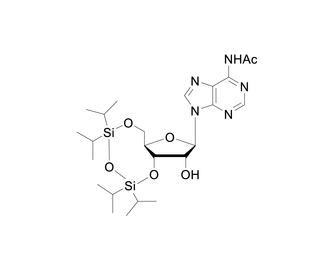 Chemical structure of 3',5'-O-TIPDS-rA(Ac)