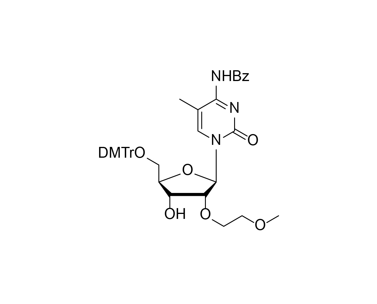 Structure of 5'-O-DMTr-N4-benzoyl-2'-O-MOE-5-methylcytidine