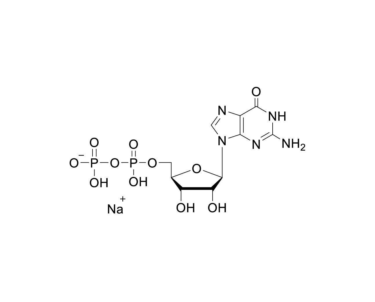 Structure of guanosine 5'-diphosphate monosodium salt
