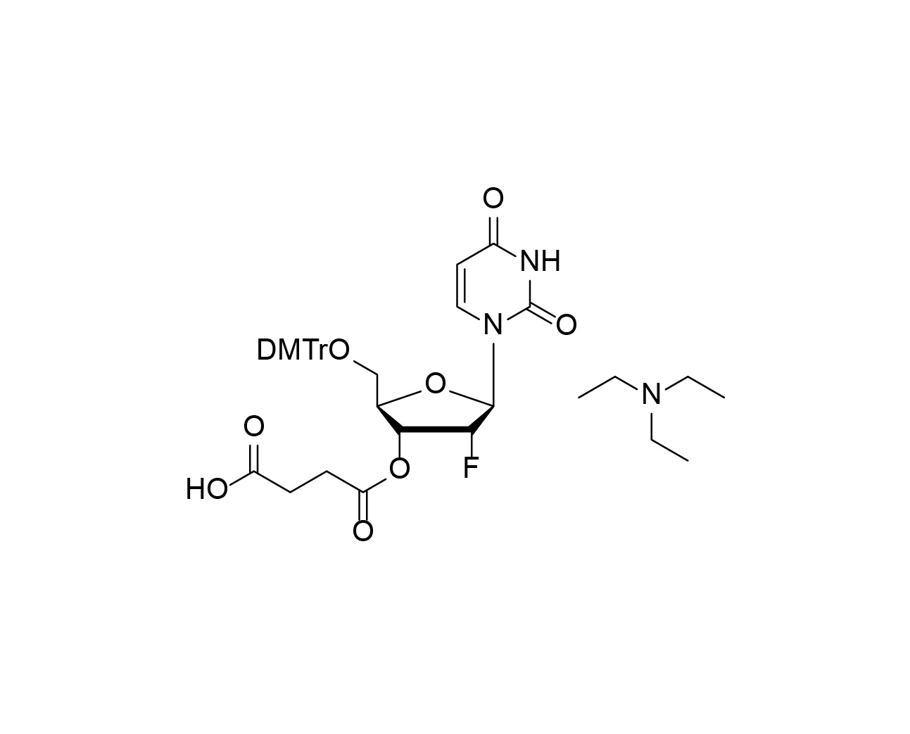 Chemical structure of DMTr-2'-F-dU-3'-succinate triethylamine salt