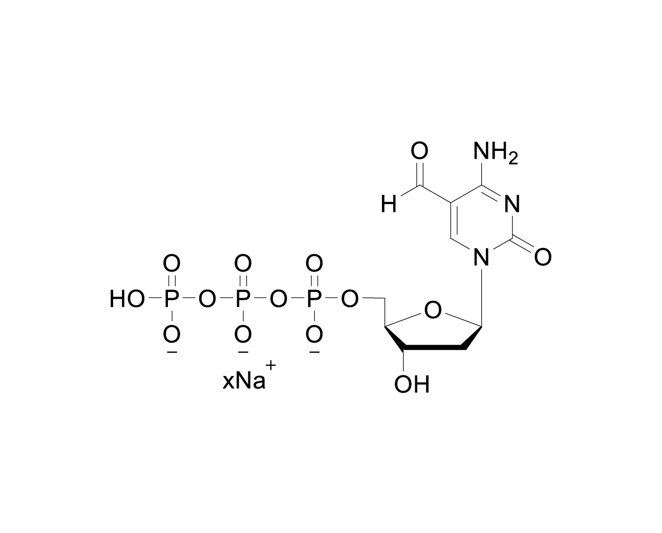 Chemical structure of 5-formyl-dCTP sodium salt with unspecified sodium stoichiometry
