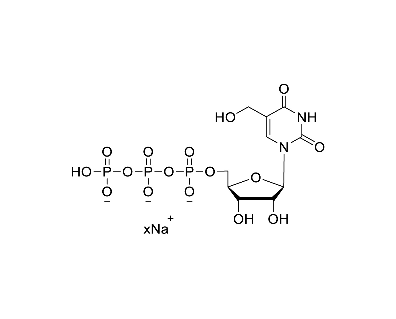 Structure of 5-hydroxymethyluridine 5'-triphosphate sodium salt