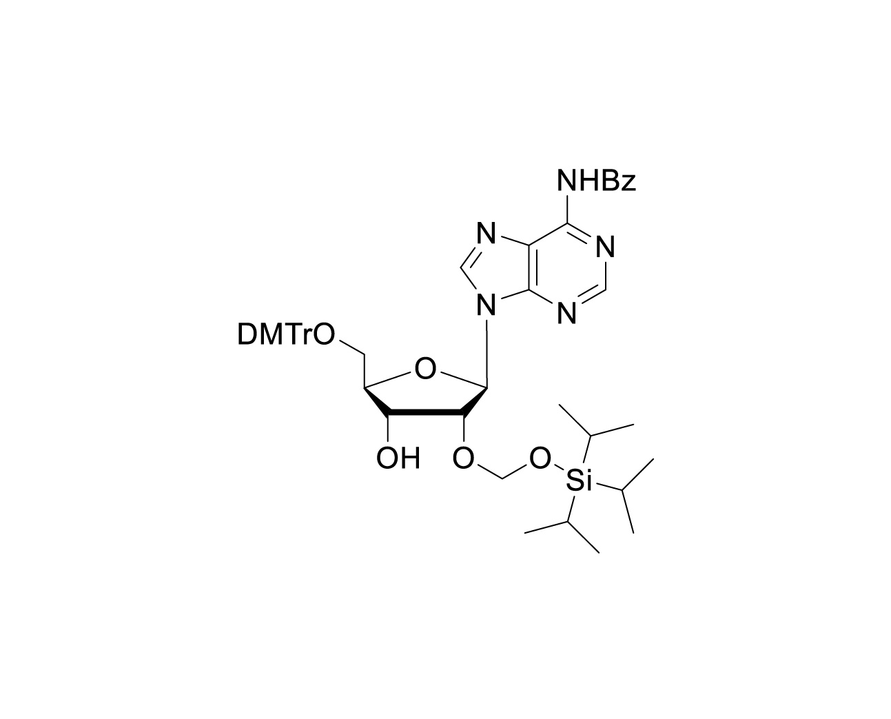 Structure of N6-benzoyl-5'-O-DMTr-2'-O-TOM adenosine