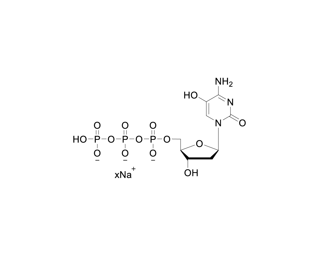Chemical structure of 5-hydroxy-dCTP sodium salt with unspecified sodium stoichiometry