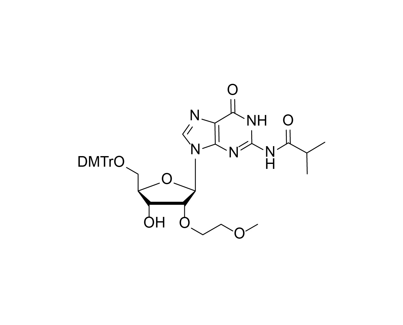 Structure of 5'-O-DMTr-N2-isobutyryl-2'-O-MOE guanosine