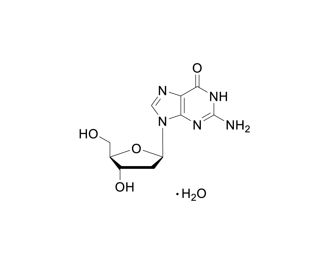 Structure of 2'-deoxyguanosine monohydrate