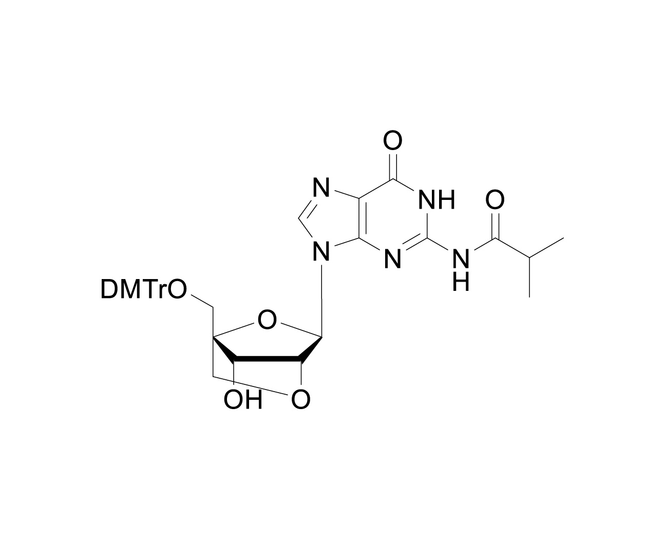 Structure of 5'-O-DMTr-N2-isobutyryl-LNA guanosine