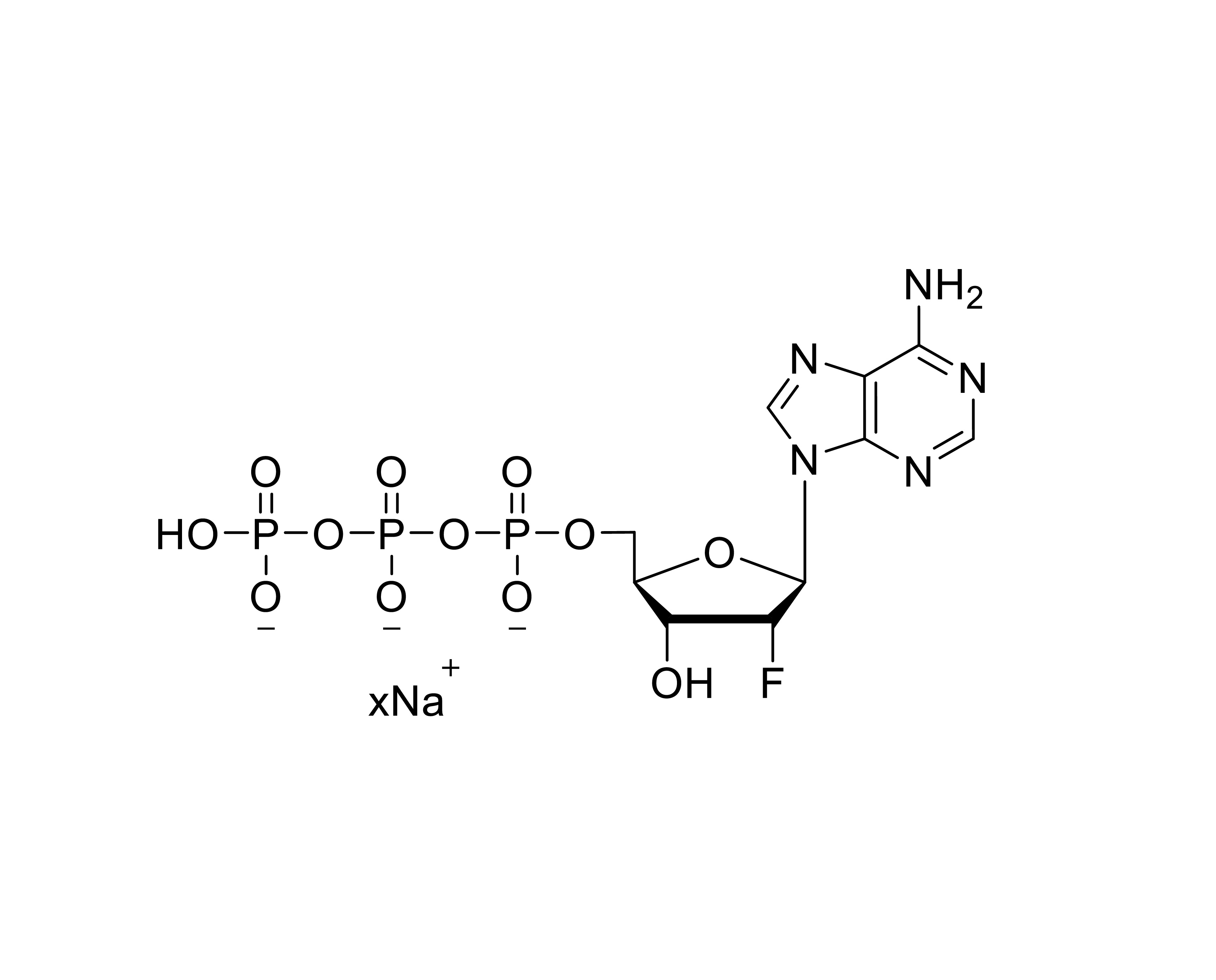 Chemical structure of 2'-fluoro-dATP sodium salt with unspecified sodium stoichiometry