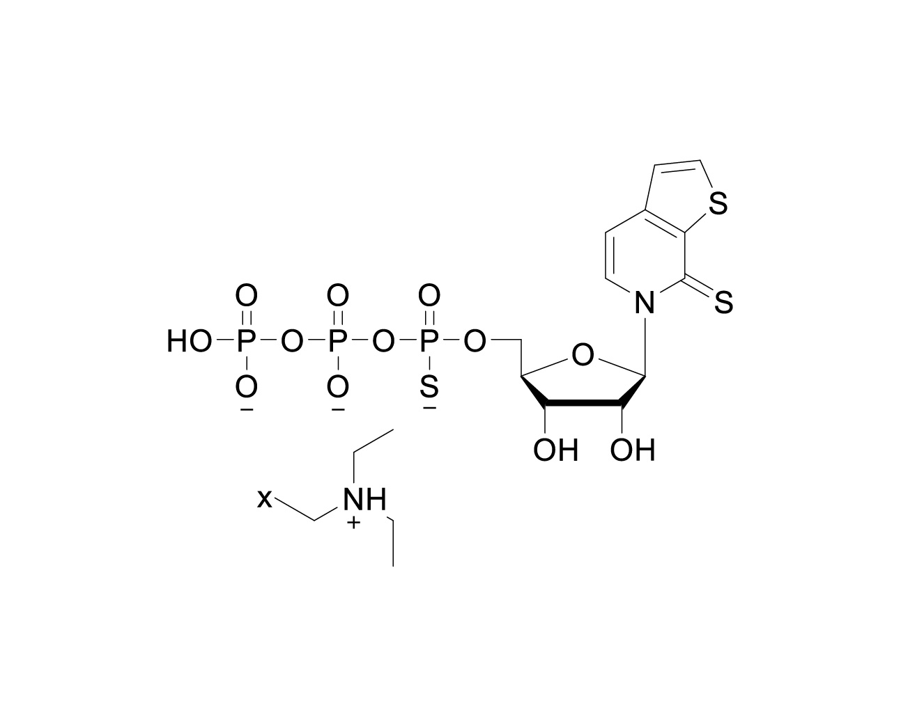 Structure of TPT3TP alpha-phosphorothioate triethylammonium salt