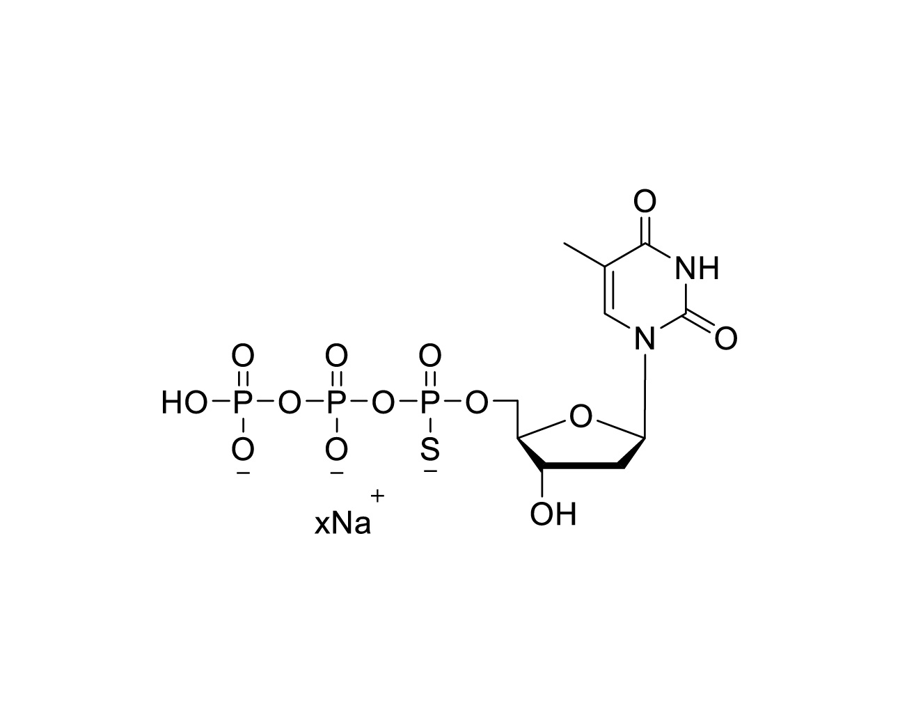 Chemical structure of dTTP-alpha-S Sodium Salt
