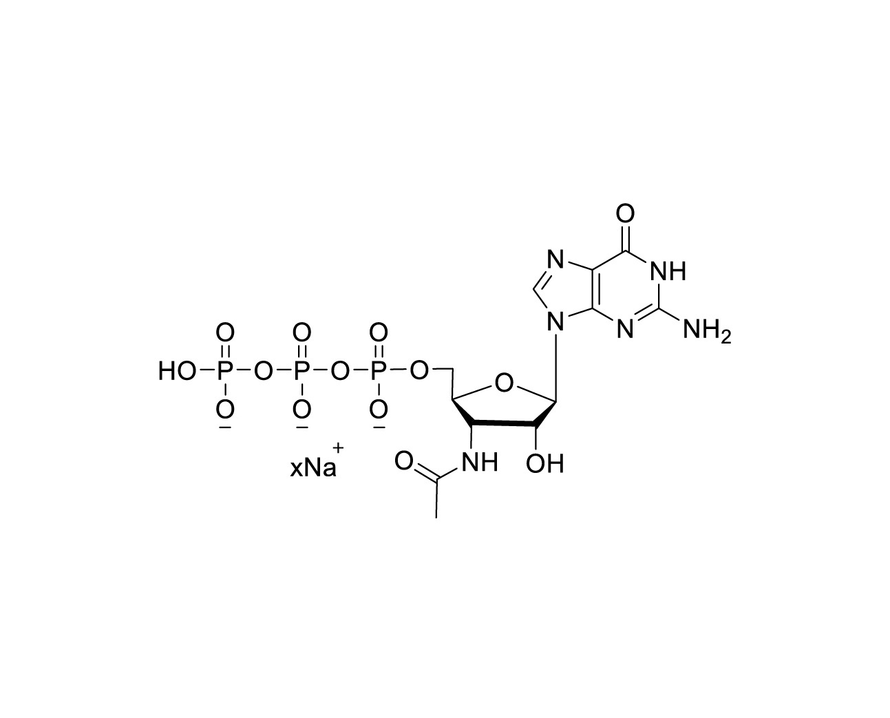 Structure of 3'-Aminoacetyl-GTP sodium salt